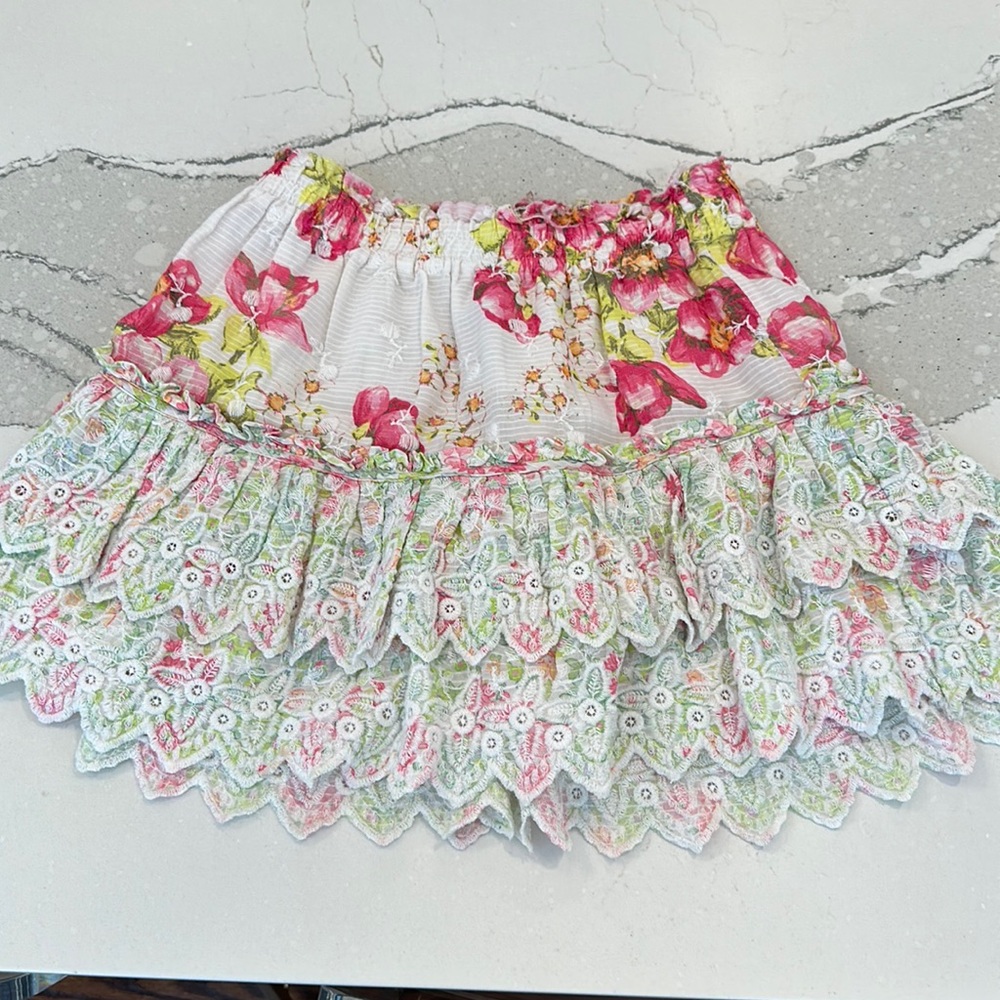 LoveShackFancy mini skirt size XS multicolor
